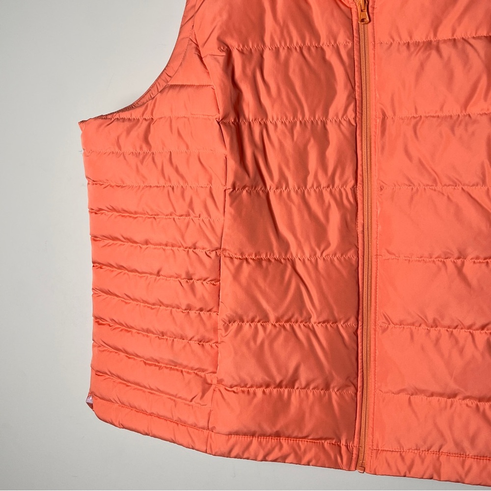 Lands' End Vibrant Orange/Peach Puffer Down Vest 2X 20W-22W woman’s - Picture 3 of 8